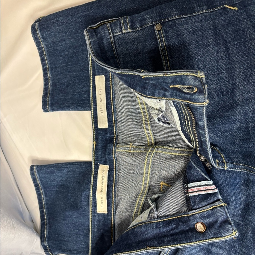 Anthropologie Pilcro & Letterpress Dark Blue Split-Ankle Jeans – Size 28 - Picture 11 of 15